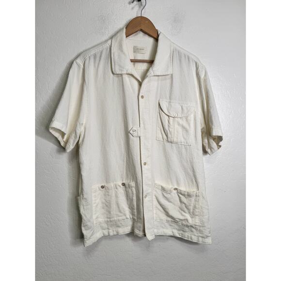 Aimé Leon Dore Mechanic Shirt Cotton-Linen Blend White Button Up  Size XL - Picture 1 of 7